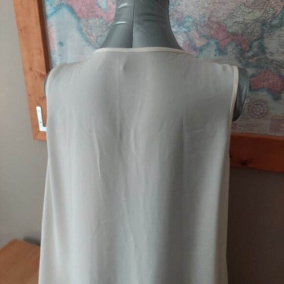 Penningtons Plus Size Womens Cream Tank Top with Embelishment V Neck Trim - Picture 7 of 12